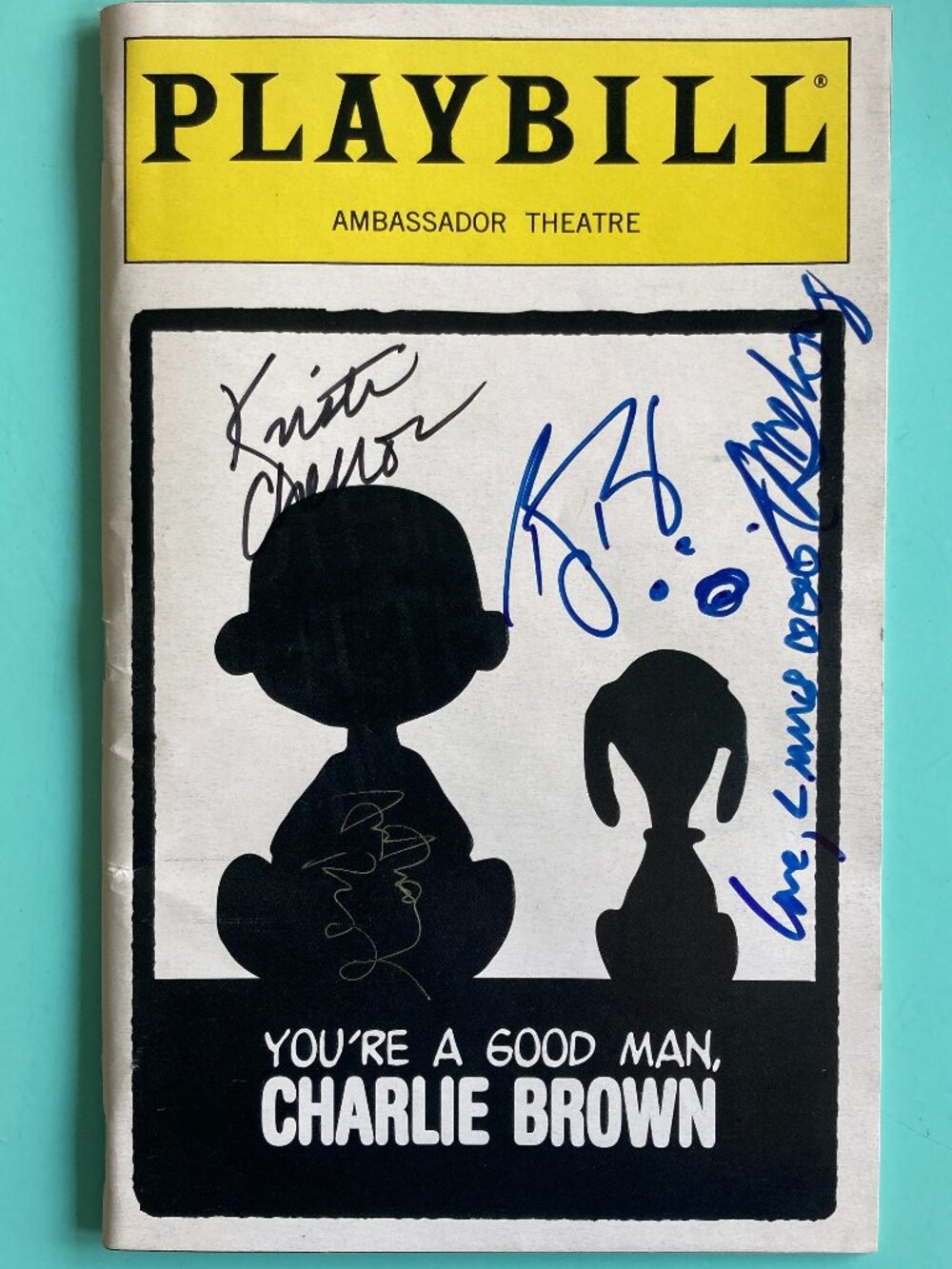 Signed Playbill You're a Good Man, Charlie Brown Anthony Rapp Roger Bart +2More